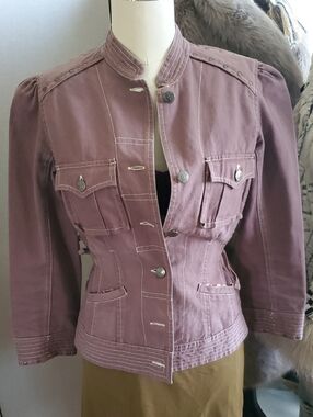 EUC 90's/00's Plenty Womens Mauve Studded Military-Style Jacket